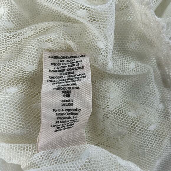 Free People Lace Top Women Sze Medium Ivory White Boho Romantic Sheer Dot Blouse - Picture 12 of 14